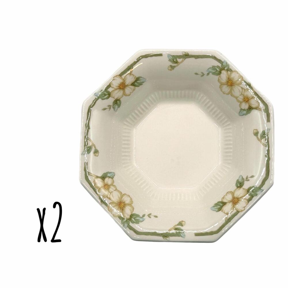 Set of 2 Nikko Classic Collection Dogwood Octagonal 6.75” Cereal Bowls